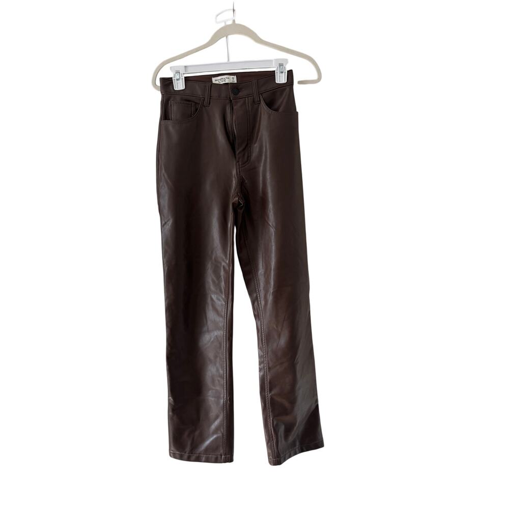 Abercrombie & Fitch Brown Faux Leather Pants 26 US - Picture 2 of 8
